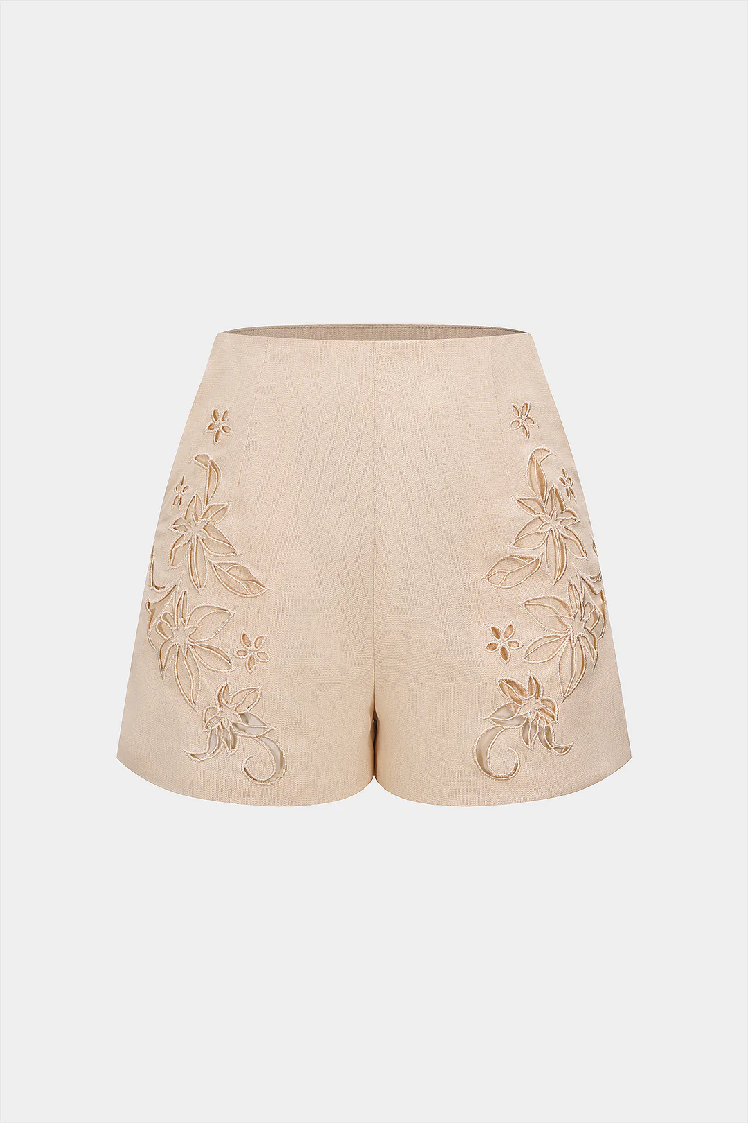 Embroidery Cut Out High Waist Shorts Set - Weenar