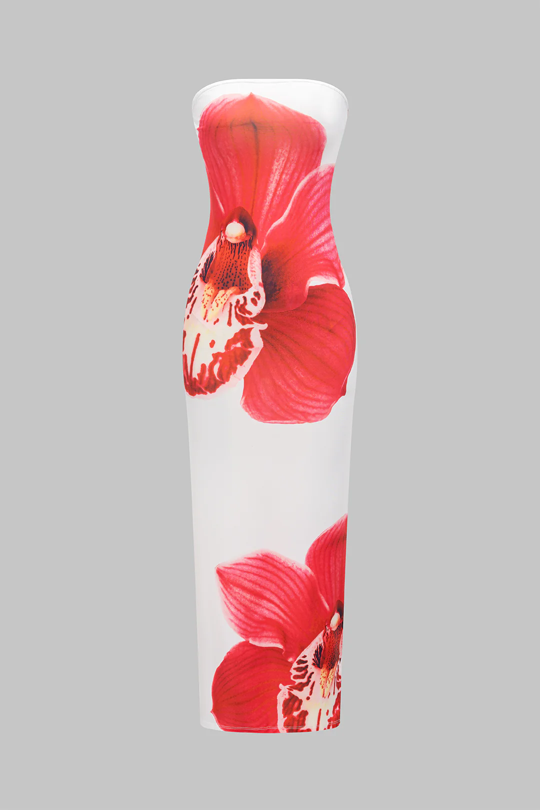 Floral Print Strapless Maxi Dress - Weenar