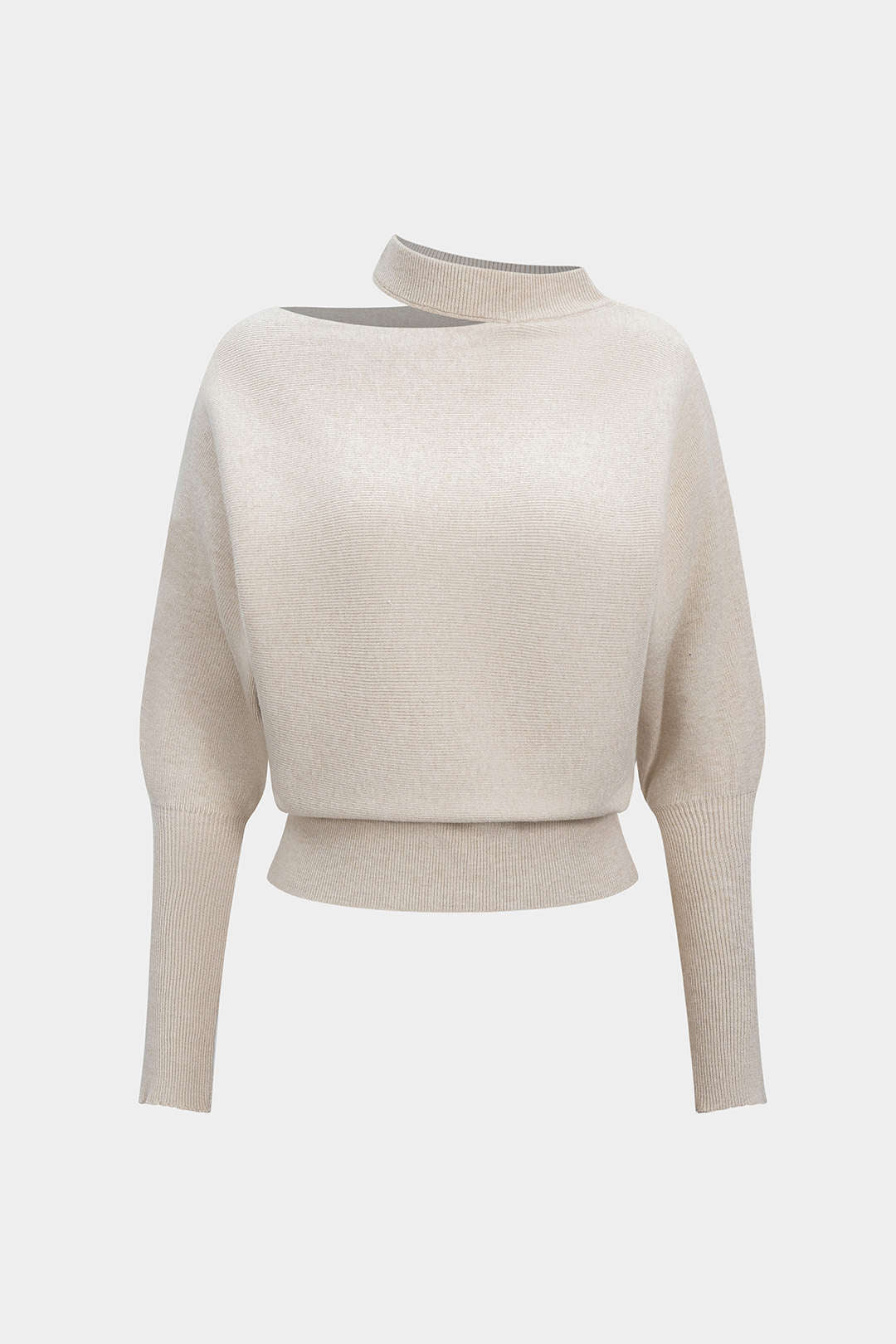 Knit Cut Out Asymmetrical Long-Sleeve Top - Weenar