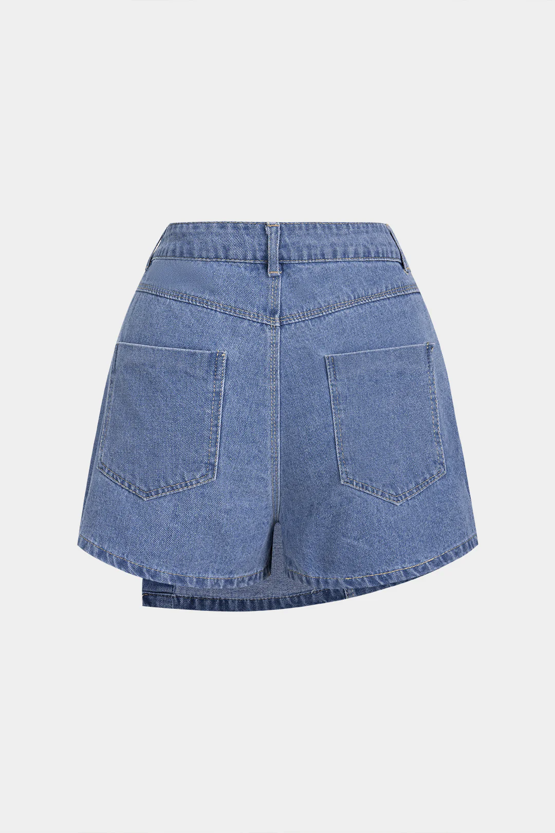 Denim Asymmetrical Pocket Shorts - Weenar