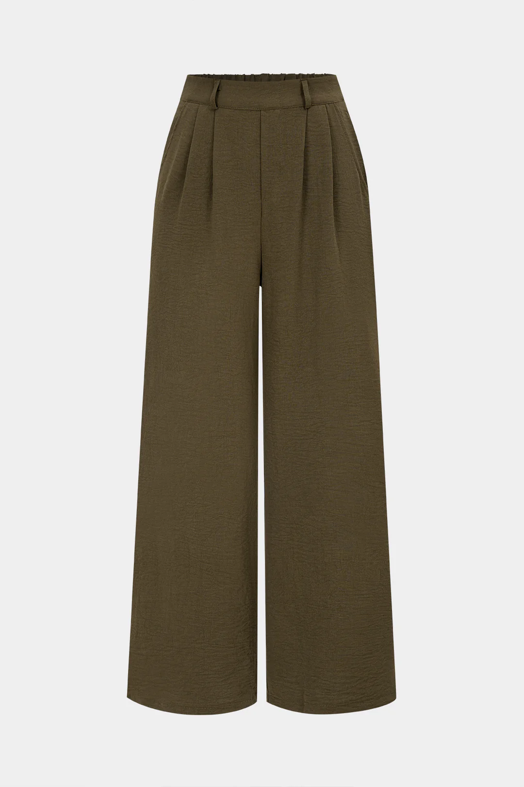 Solid High Waist Pocket Wide Leg Pants - Weenar
