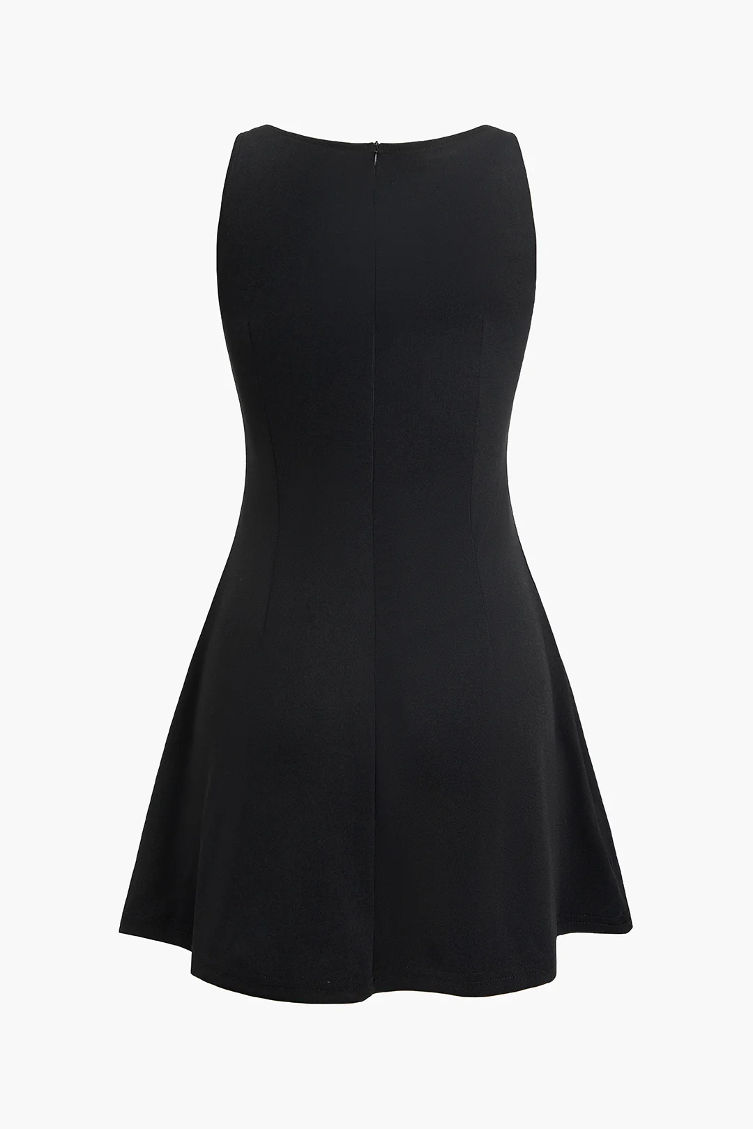 Solid Zipper Sleeveless Mini Dress - Weenar