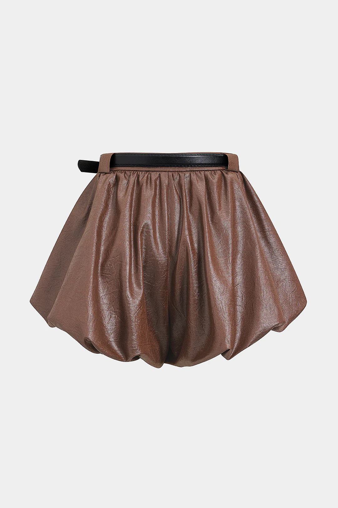 Ruched Belted Puff Shorts - Weenar