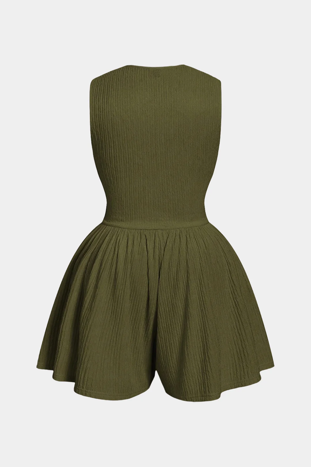 Plus Size Solid V-Neck Sleeveless Romper - Weenar