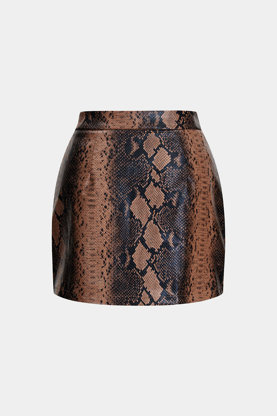 Snake Skin Print Faux Leather Skirt - Weenar