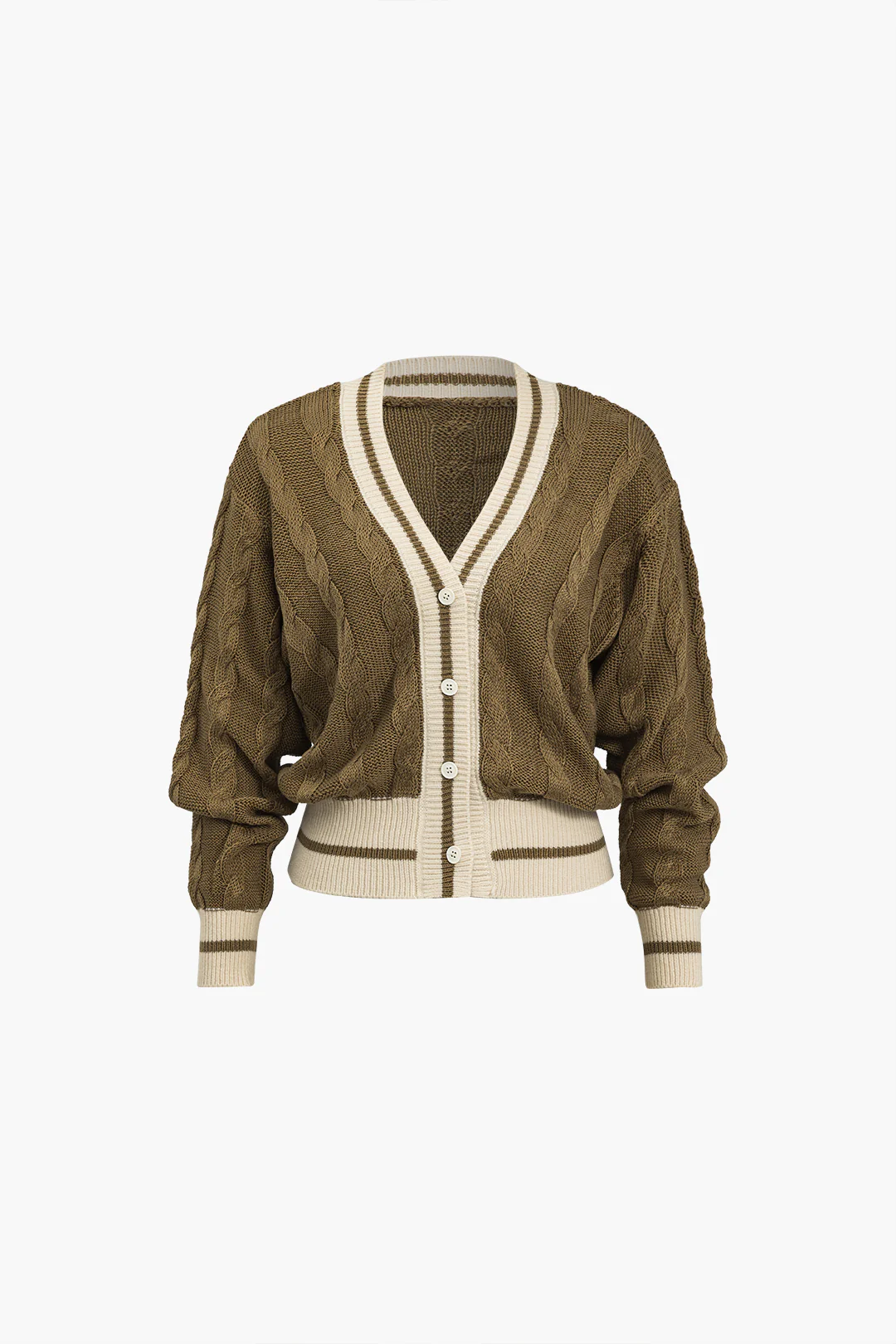 Color Block Print Button Sweater Cardigan - Weenar
