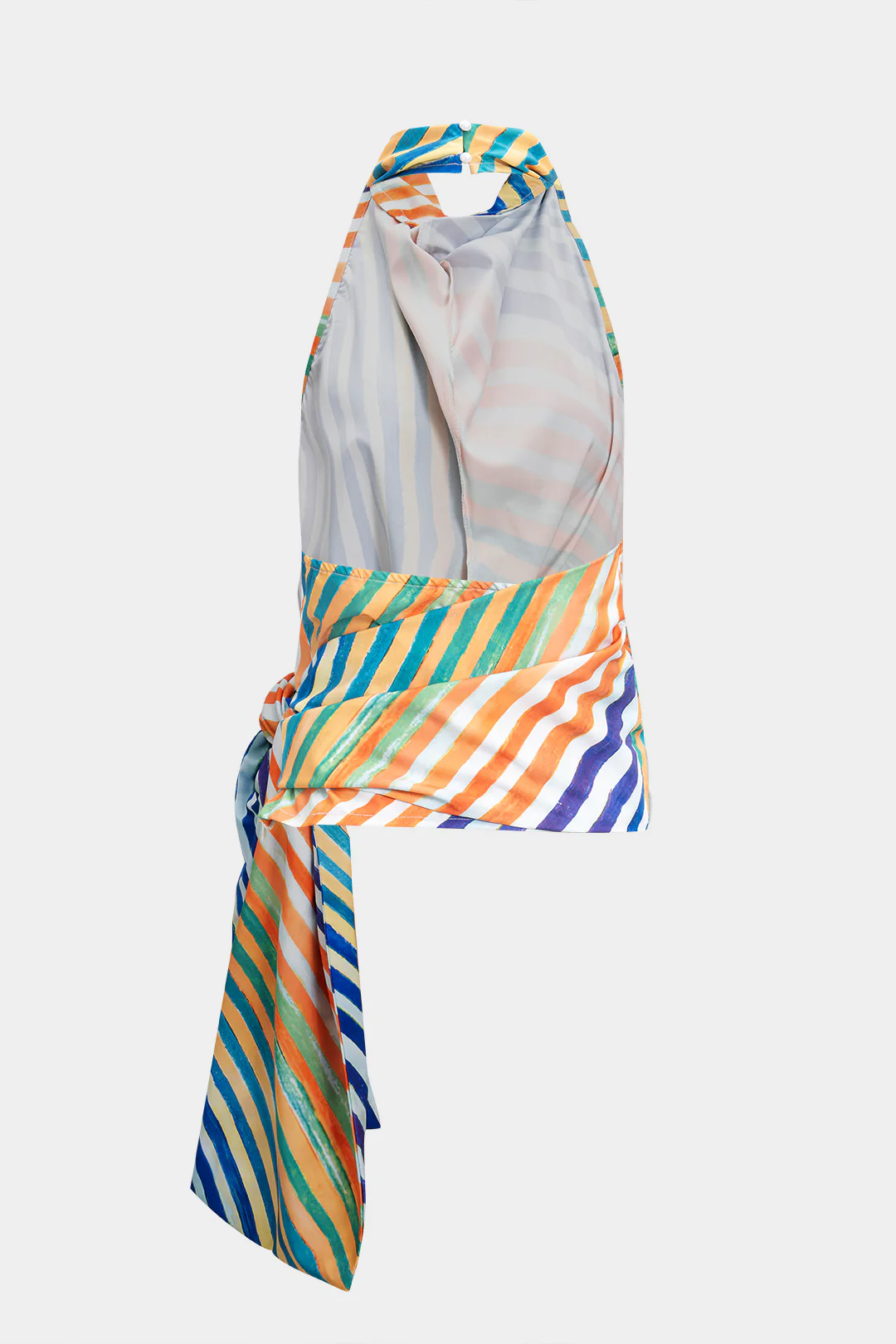 Contrast Stripe Print Tie-Up Tank Top - Weenar