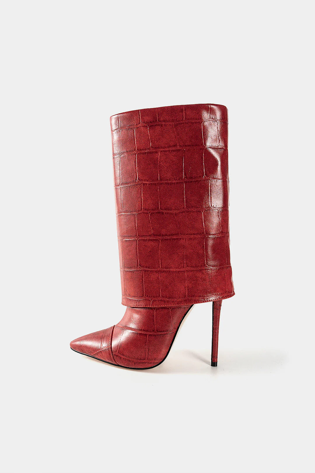 Crocodile Print Mid Calf Boots - Weenar