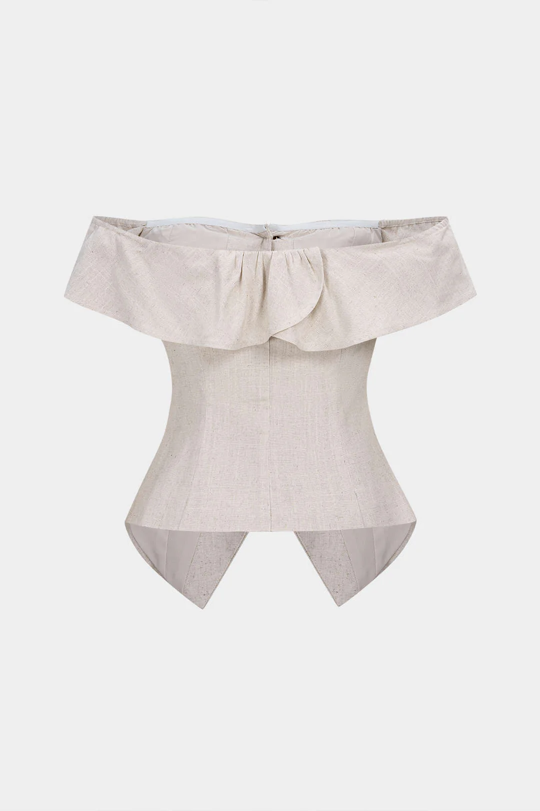 Linen Metallic Button Off-Shoulder Sleeveless Top - Weenar
