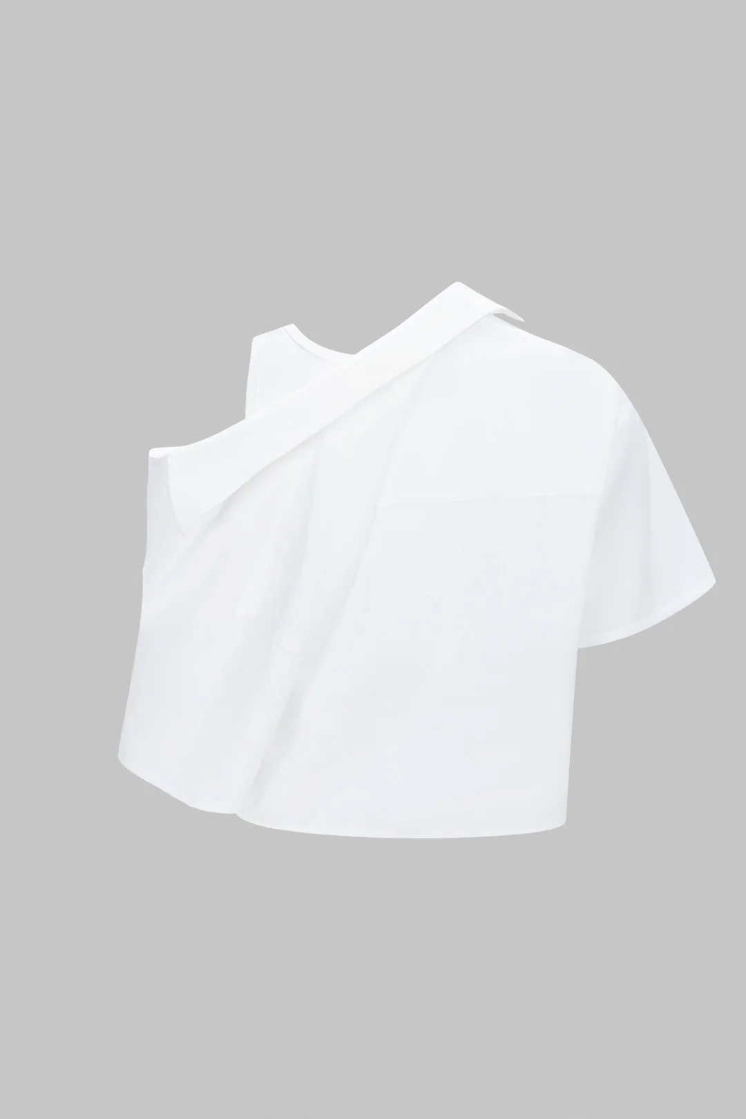 Asymmetrical Round Neck Short-Sleeve Shirt - Weenar