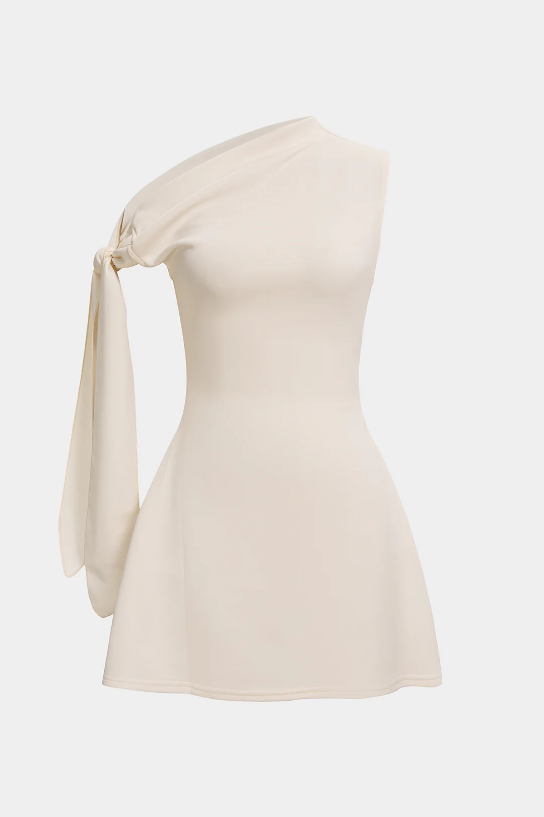 Asymmetrical Tie-Up One Shoulder Sleeveless Mini Dress - Weenar