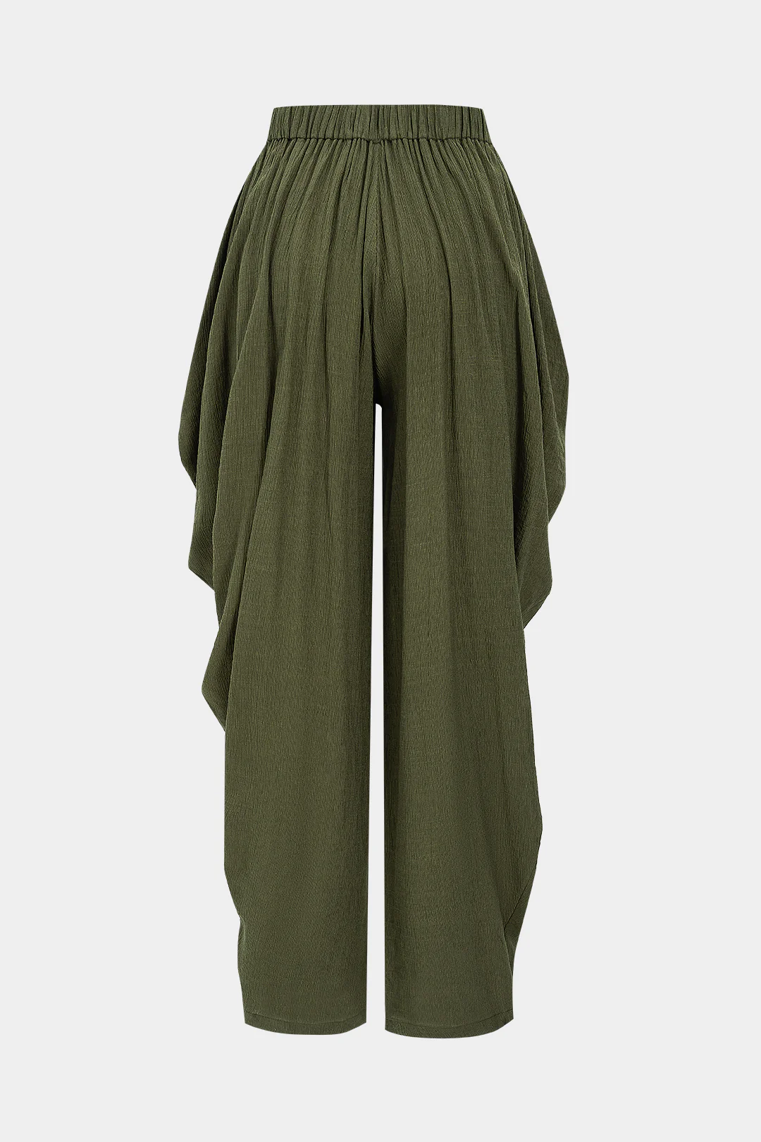 Knit Solid Ruched Trousers - Weenar