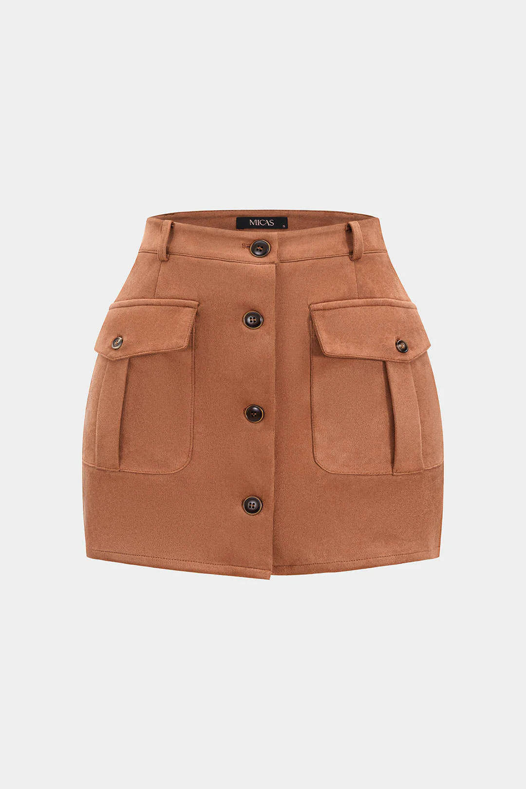 Suede Button Pocket Skirt - Weenar