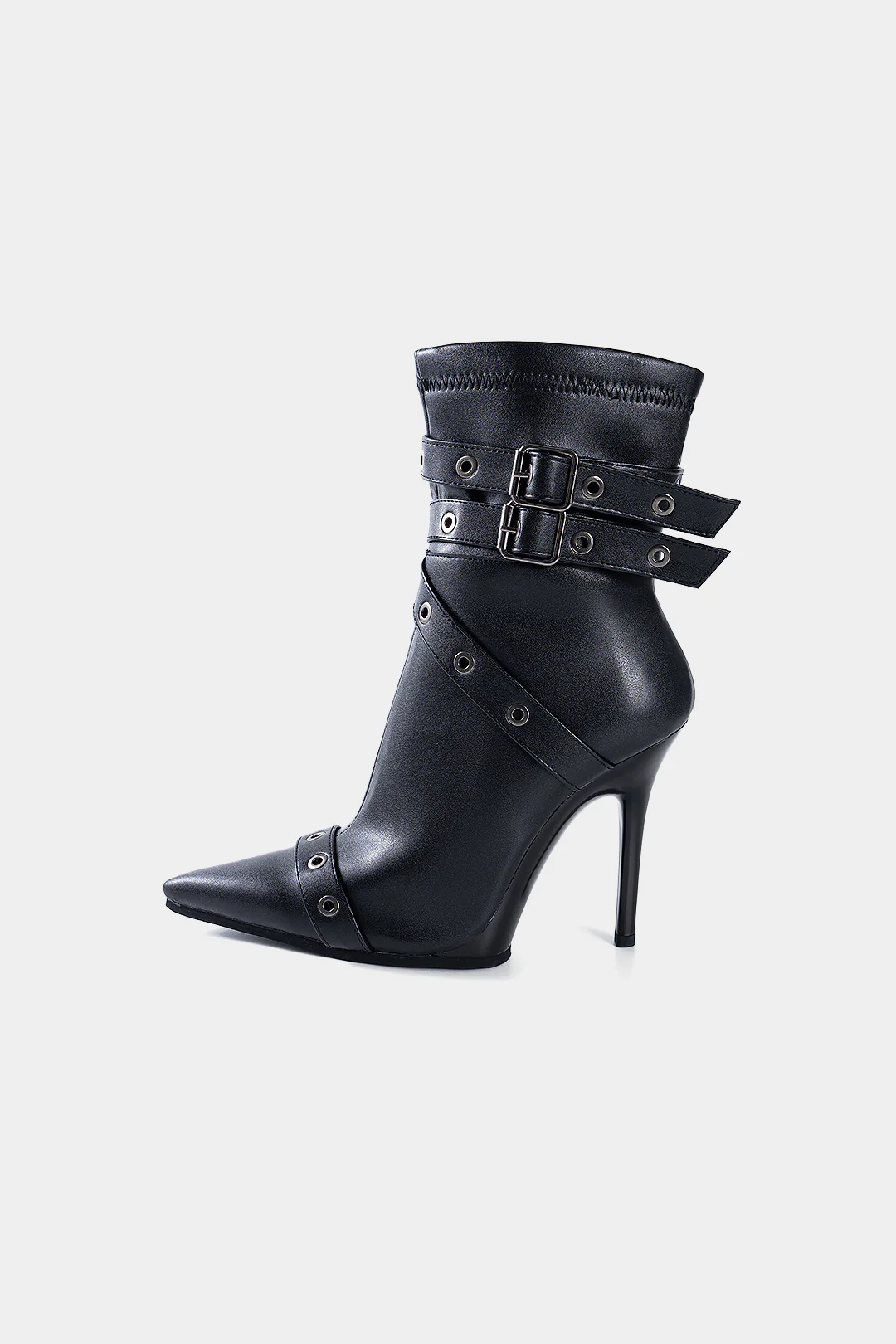 Metallic Rivets Pointed Ankle Boots - Weenar