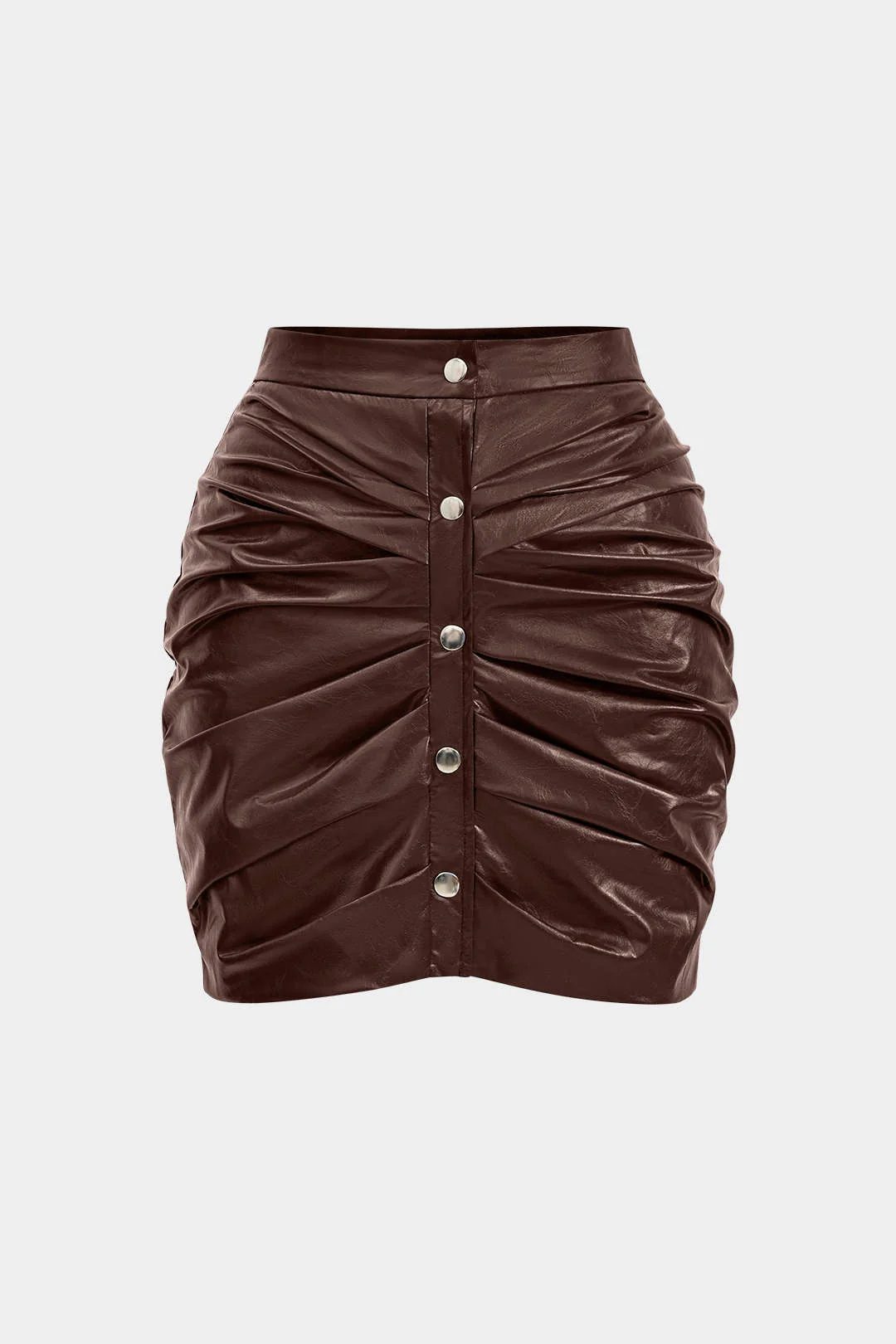 Faux Leather Ruched Skirt - Weenar