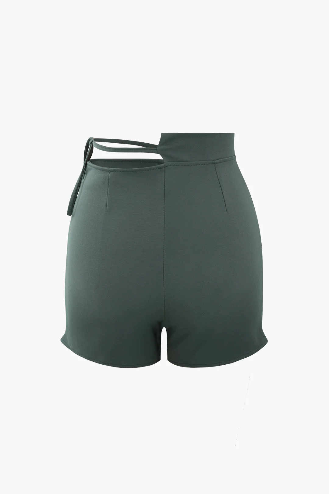 Solid Cut Out  Tie Up Irregular Hem Shorts - Weenar