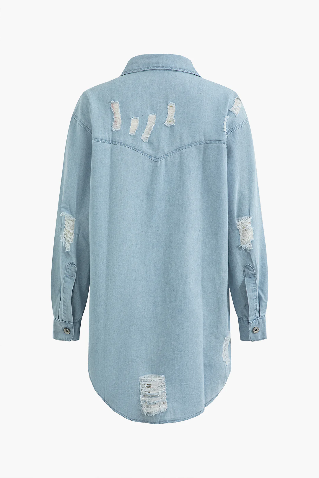 Denim Button Asymmetric Ripped Outerwear - Weenar