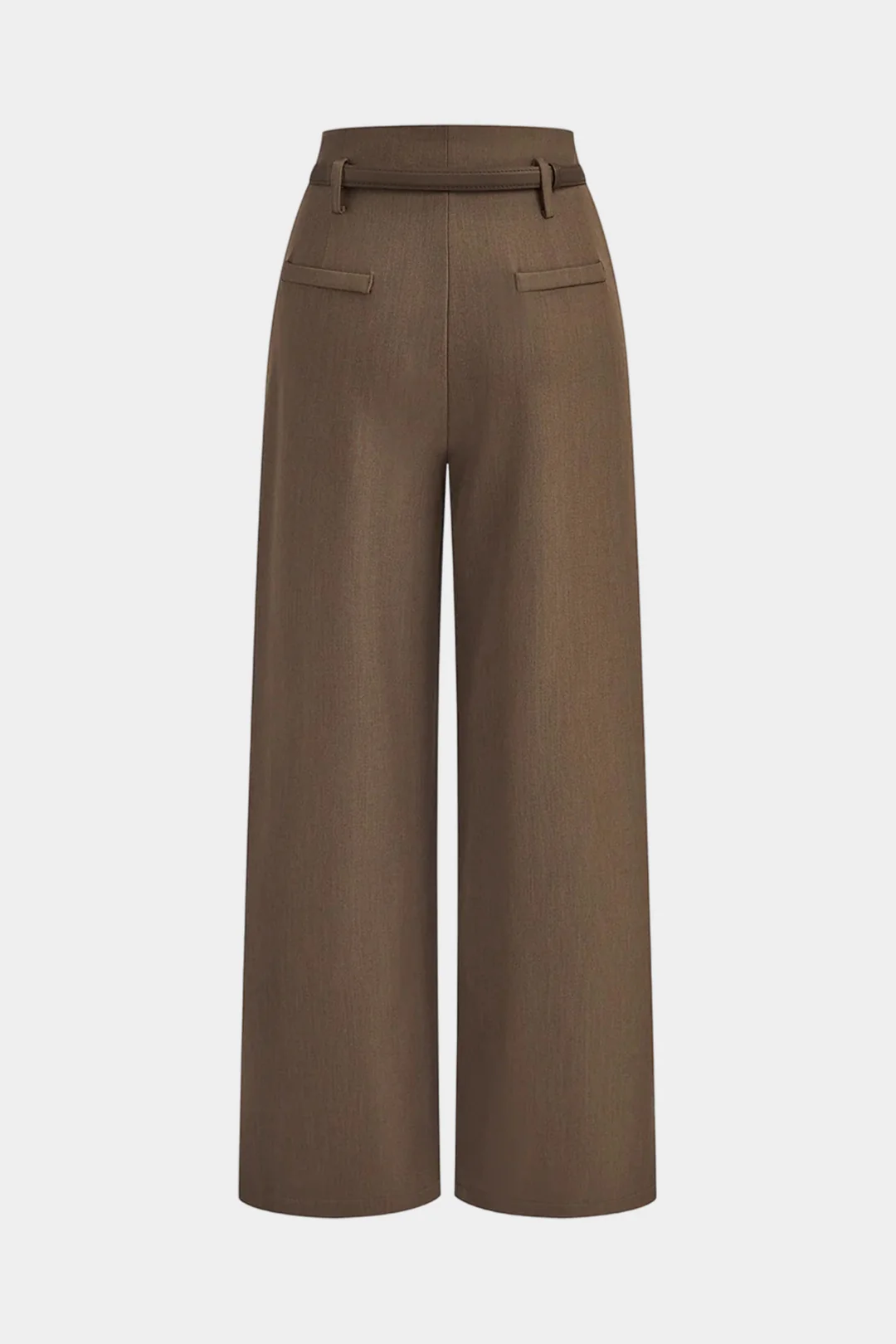 Solid Belted Straight Leg Pants - Weenar