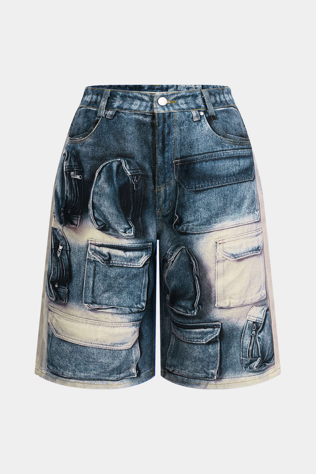 Plus Size Pocket Printed High Waist Shorts - Weenar