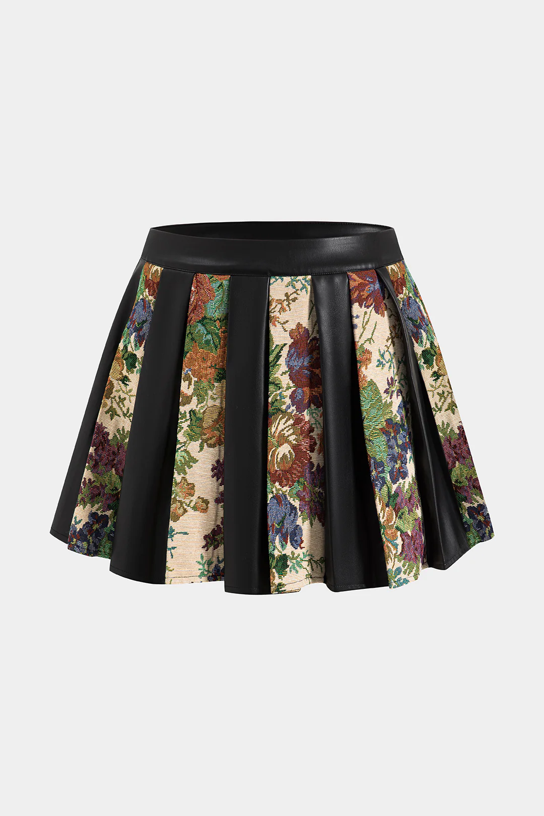 Jacquard Faux Leather Patchwork Skirt - Weenar