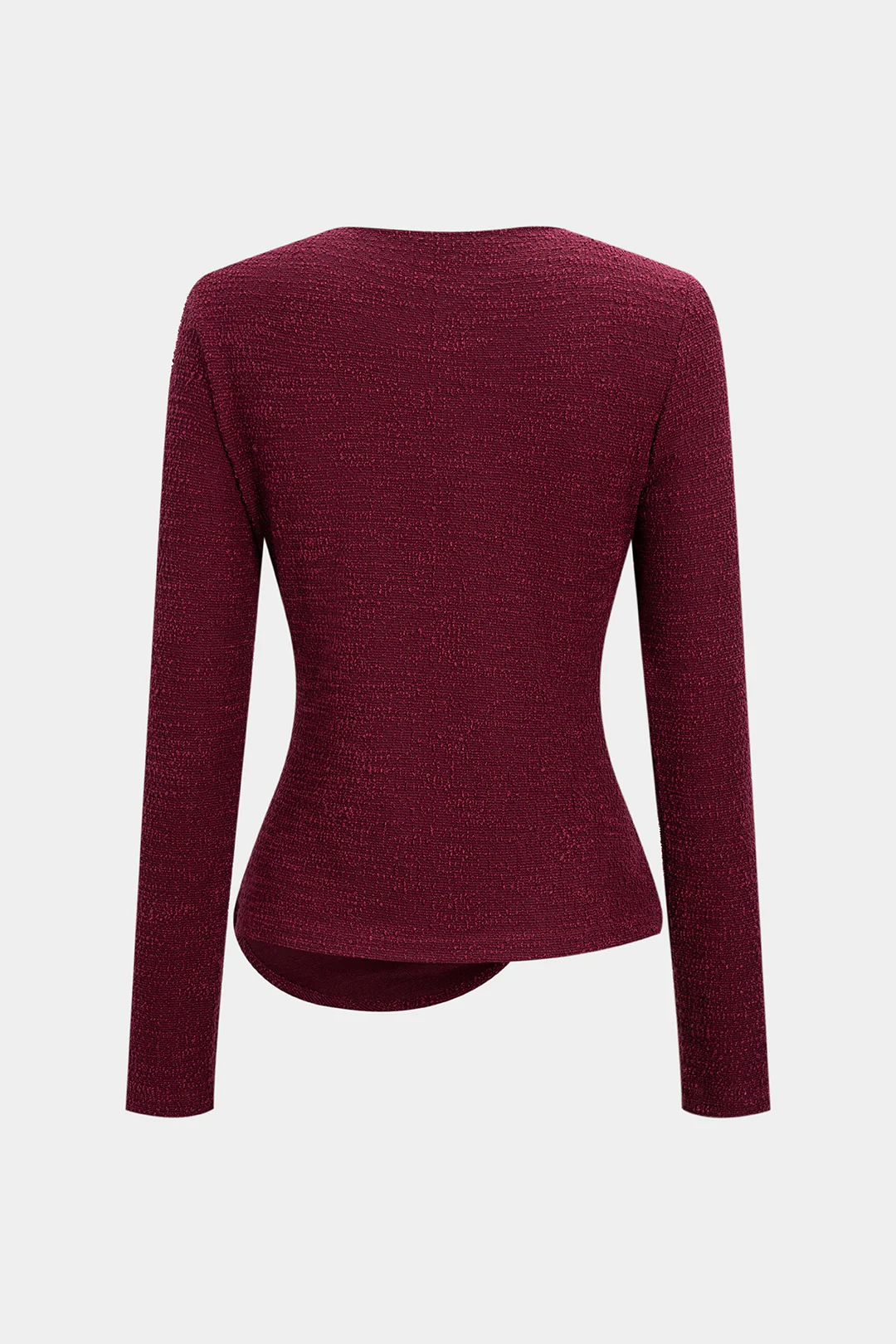 Metallic Decor Texture Long-Sleeve Top - Weenar
