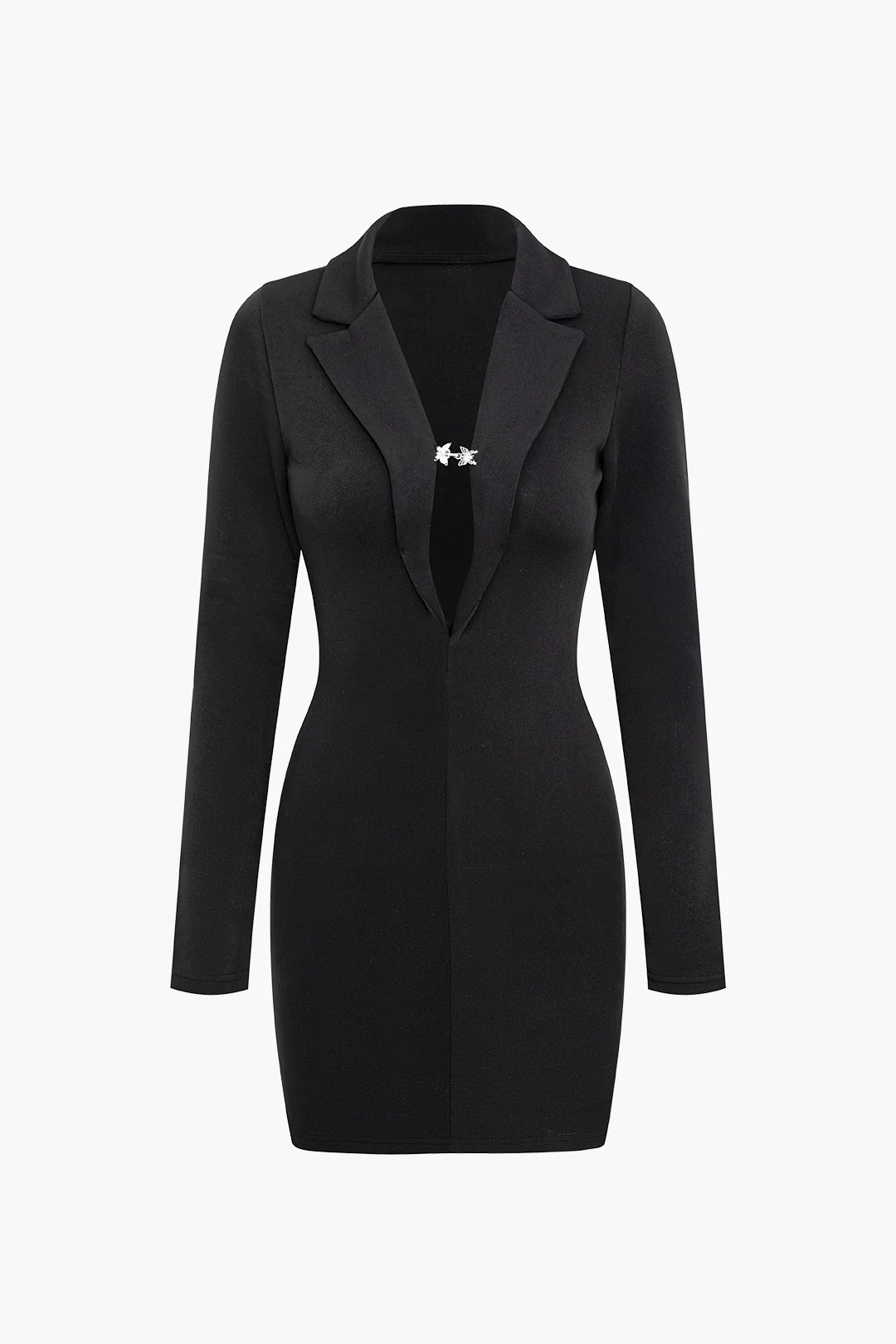 Deep V-Neck Long Sleeve Mini Dress - Weenar
