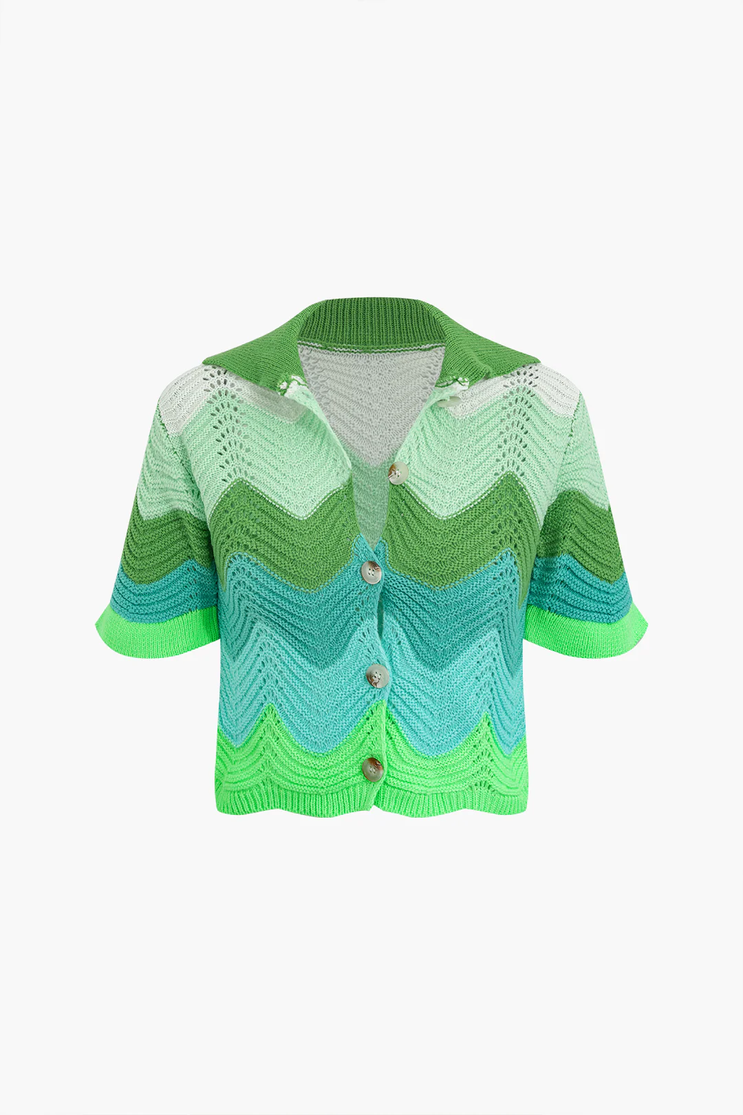 Ombre Print Short Sleeve Top And Tie-Up Shorts Set - Weenar