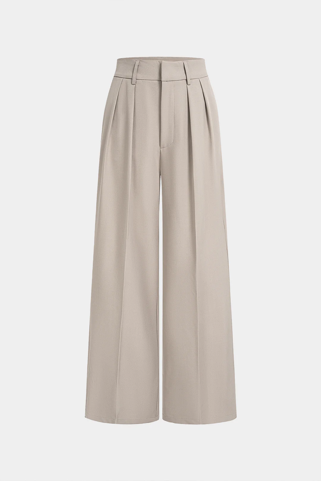 Solid Ruched Pocket High Waist Wide Leg Pants - Weenar