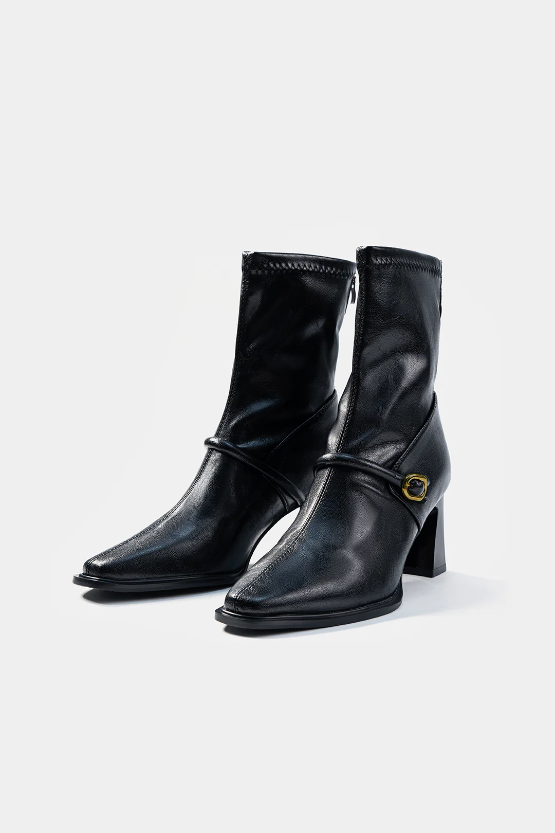 Square Toe Zipper Ankle Boots - Weenar