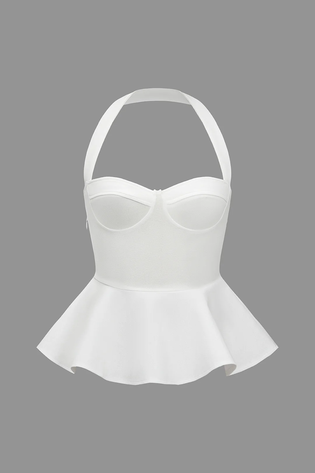 Halter Neck Backless Ruffle Hem Cami Top - Weenar