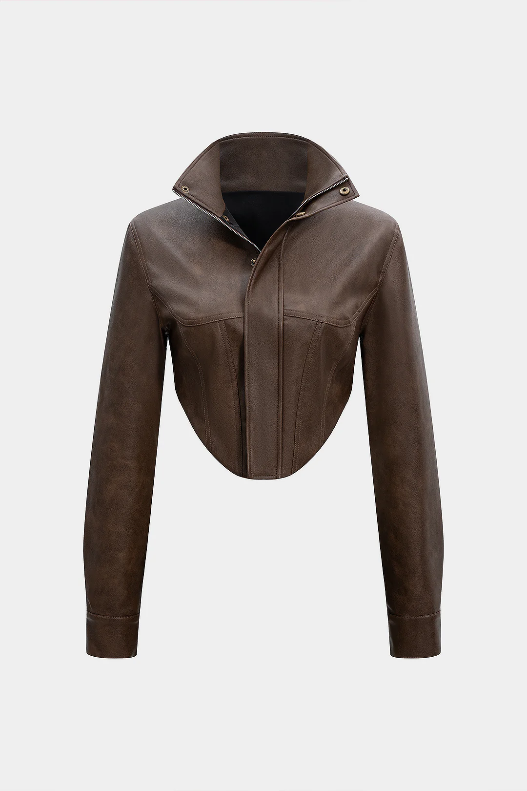 Faux Leather Button Jacket - Weenar