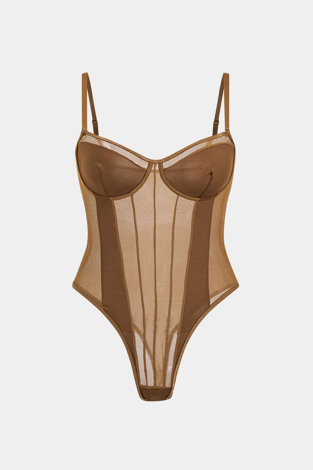 Plus Size Mesh Corset Slip Bodysuit - Weenar