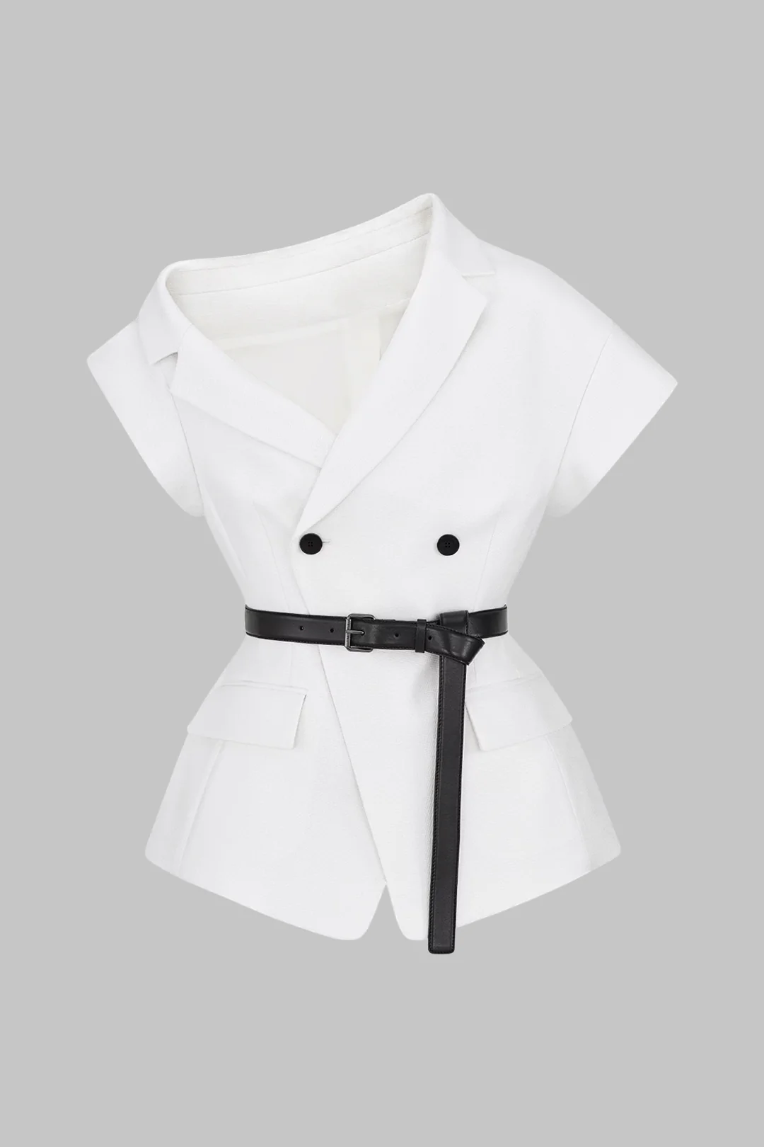 Asymmetrical Neck Belted Vest - Weenar