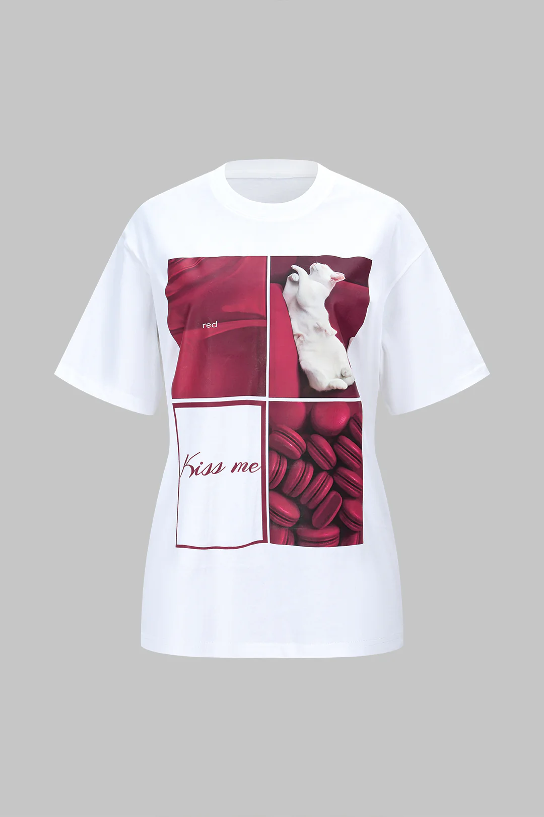 Geometric Print Round Neck Short Sleeve T-Shirt - Weenar