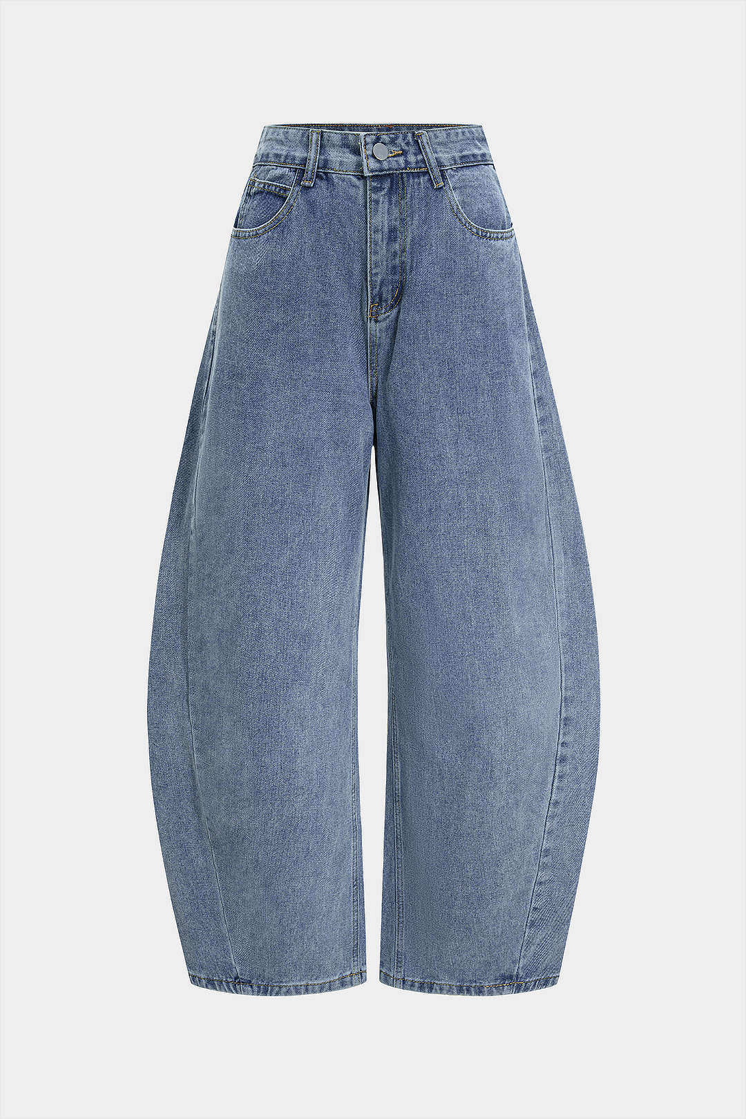 Denim Pocket Zipper Barrel Jeans - Weenar
