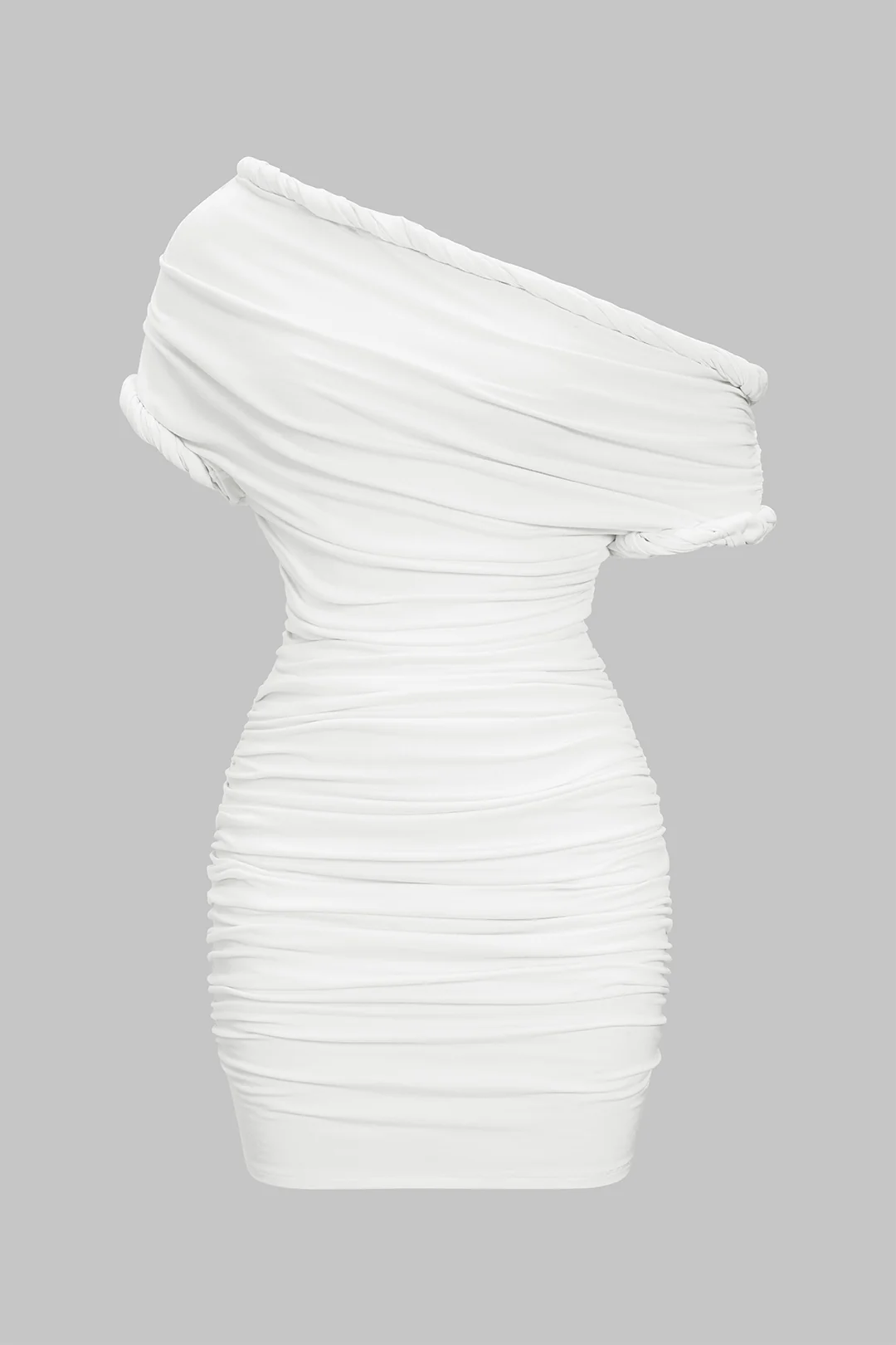 Asymmetrical Ruched Twist Knot Short Sleeve Mini Dress - Weenar