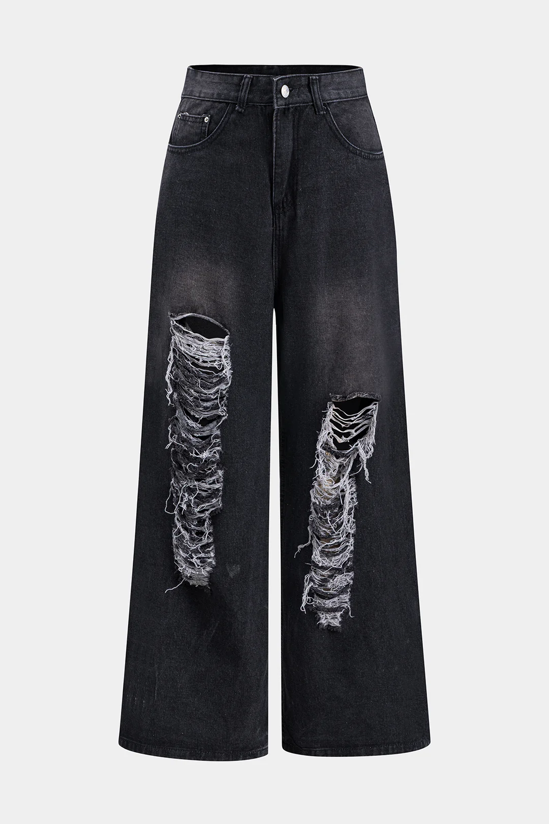 Denim Ripped Wide Leg Jeans - Weenar