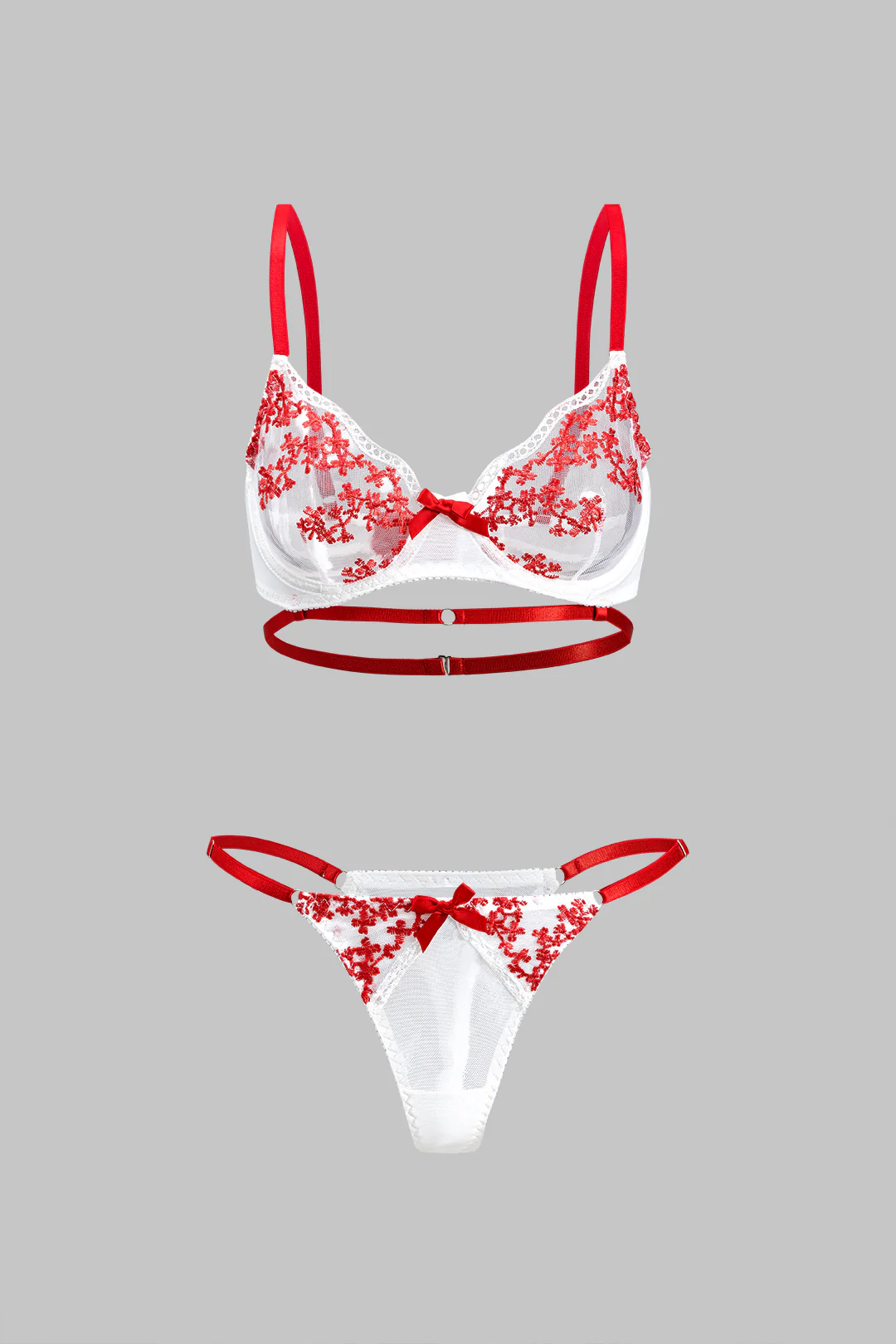 Mesh Embroidered Two-Piece Lingerie - Weenar