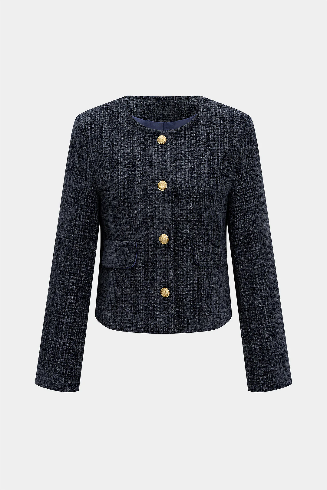 Metallic Button Shoulder Pads Jacket - Weenar
