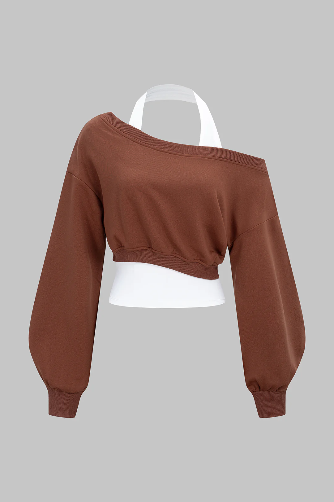Halter Asymmetrical Long Sleeve Sweatshirt - Weenar