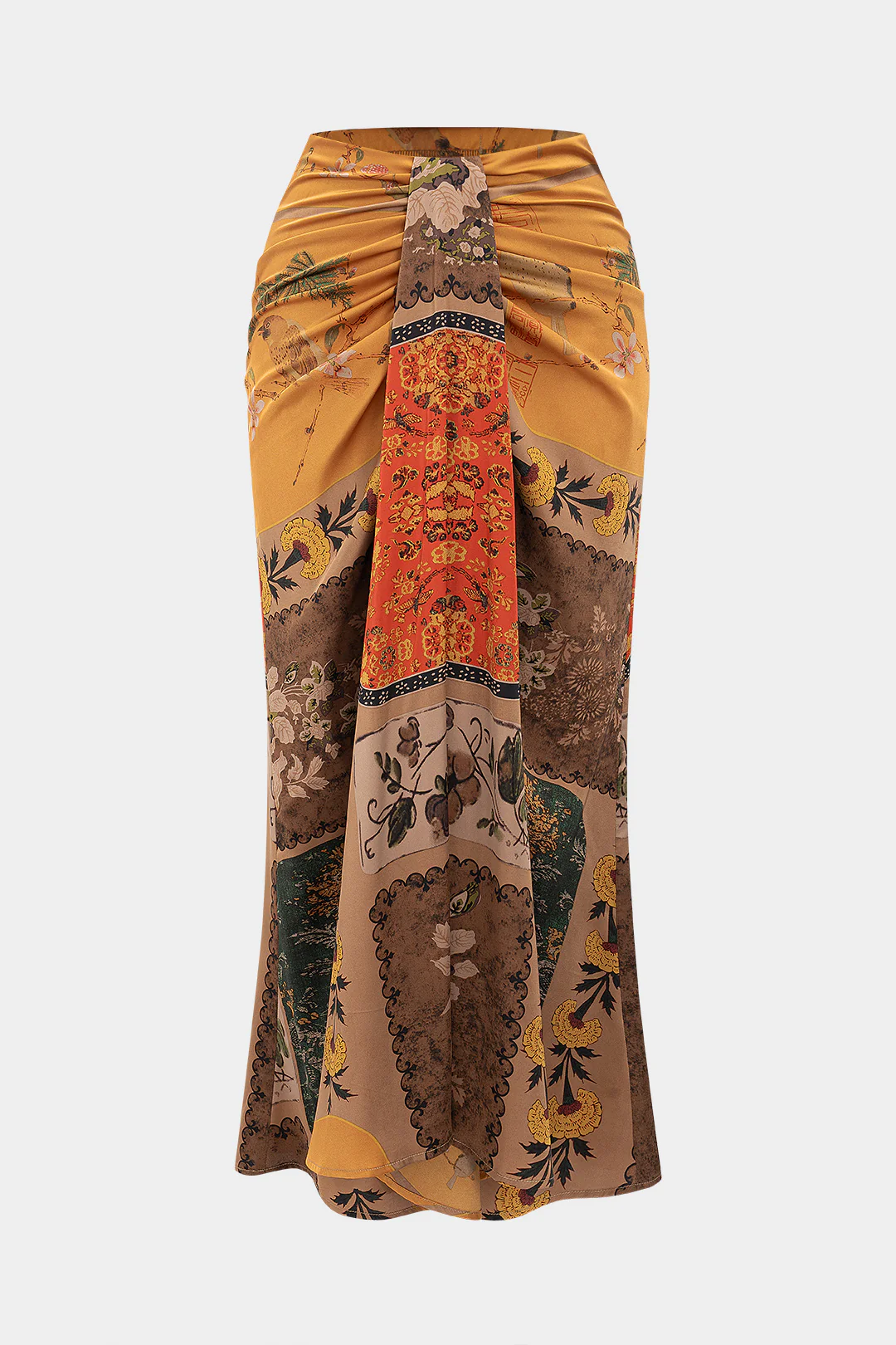 Floral Print Ruched Skirt - Weenar