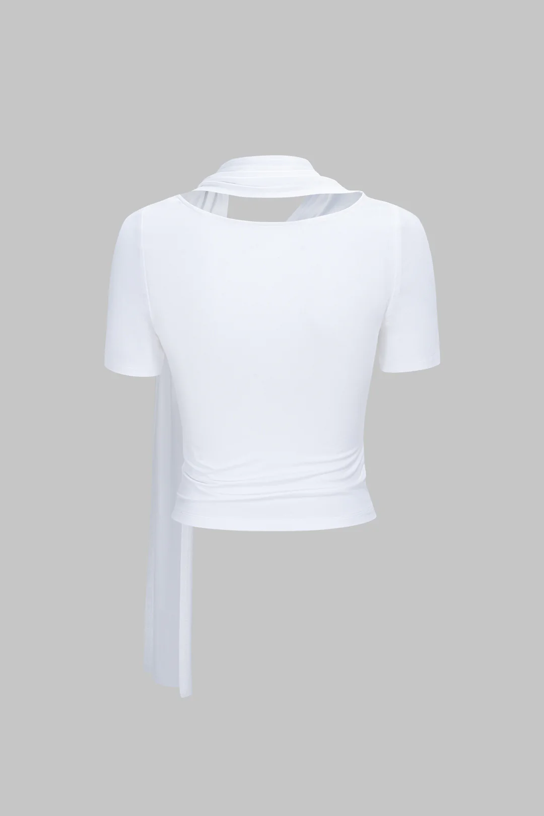 Metallic Decor Ruched Asymmetrical Short Sleeve T-Shirt - Weenar