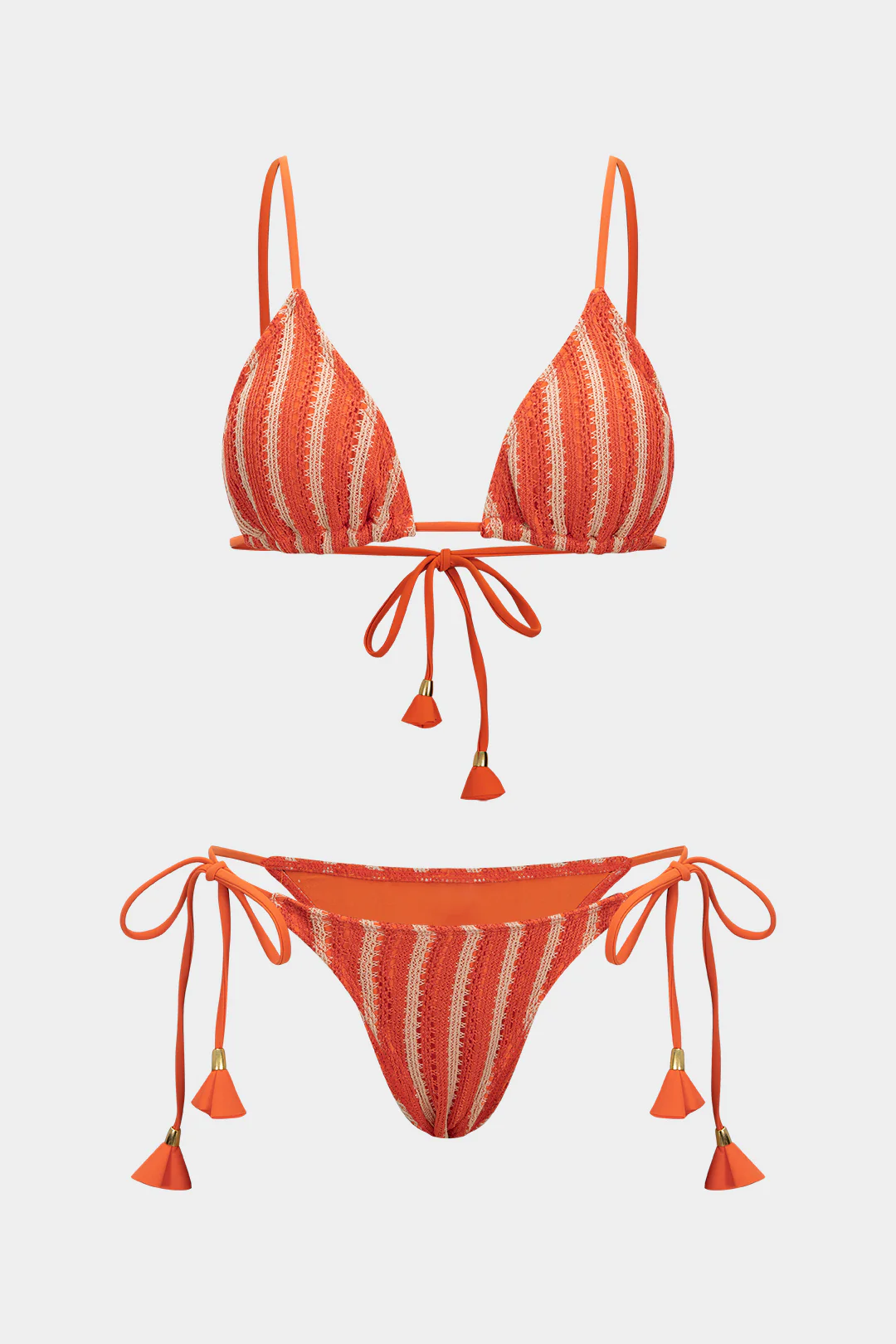Striped Tie-Up Bikini Set - Weenar