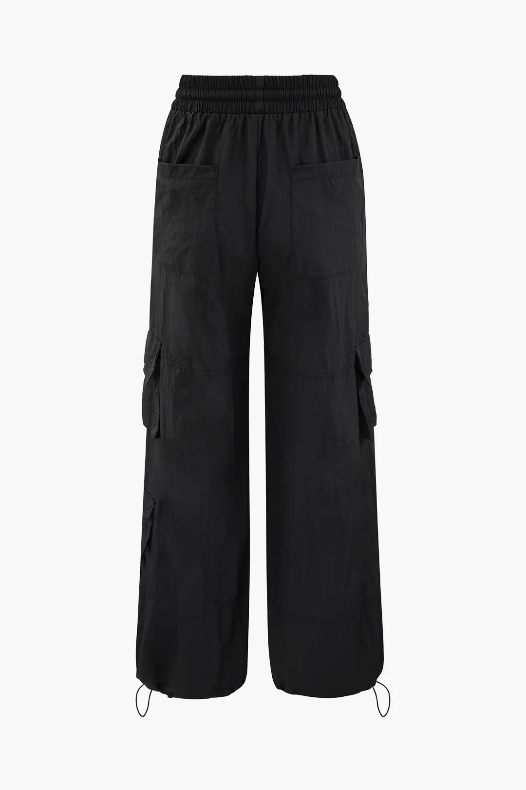 Solid Drawstring Pocket Straight Leg Pants - Weenar