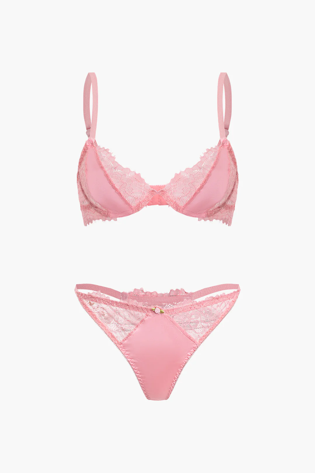 Lace Trim Two-Piece Lingerie - Weenar