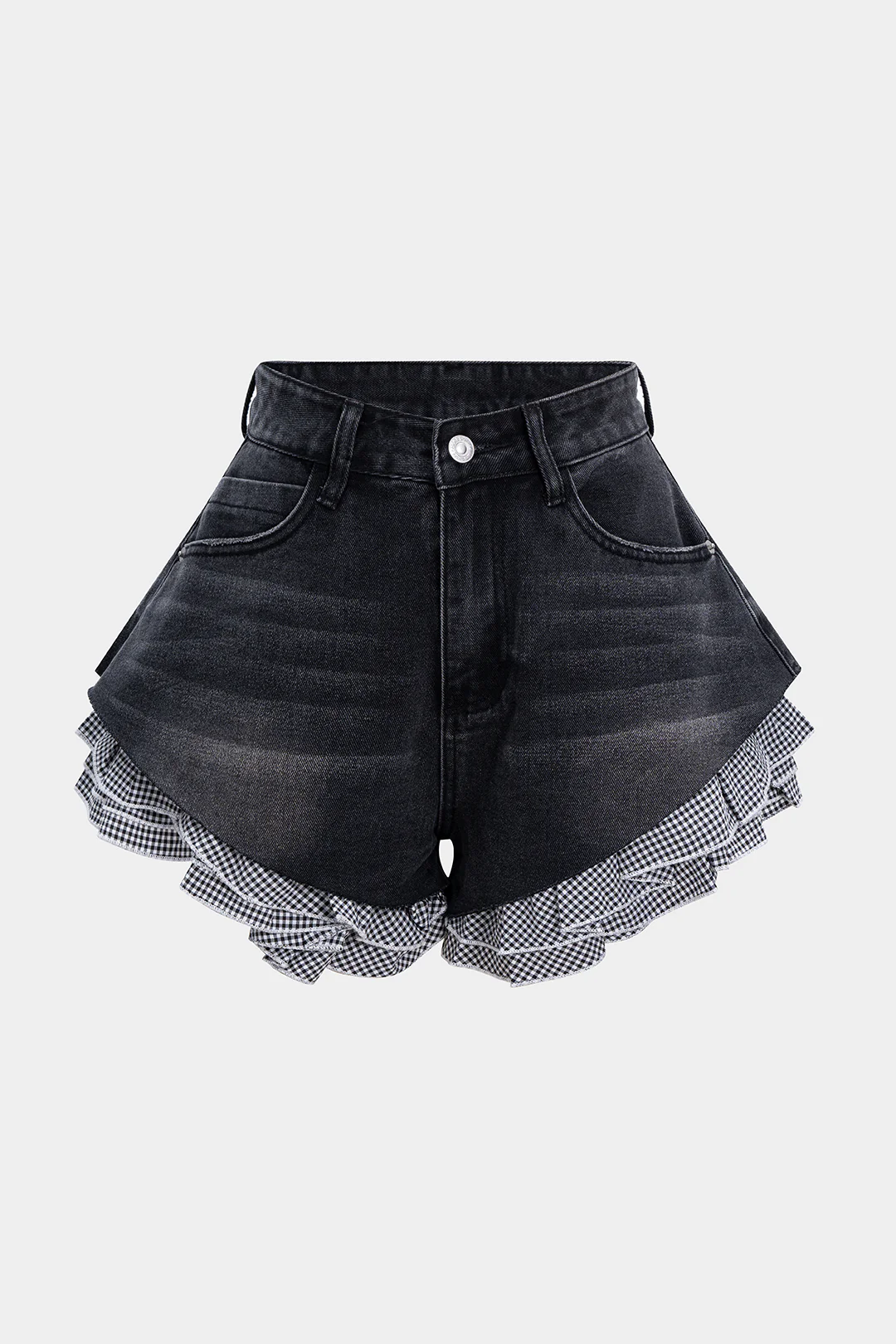 Denim Patchwork Irregular Hem Jorts - Weenar
