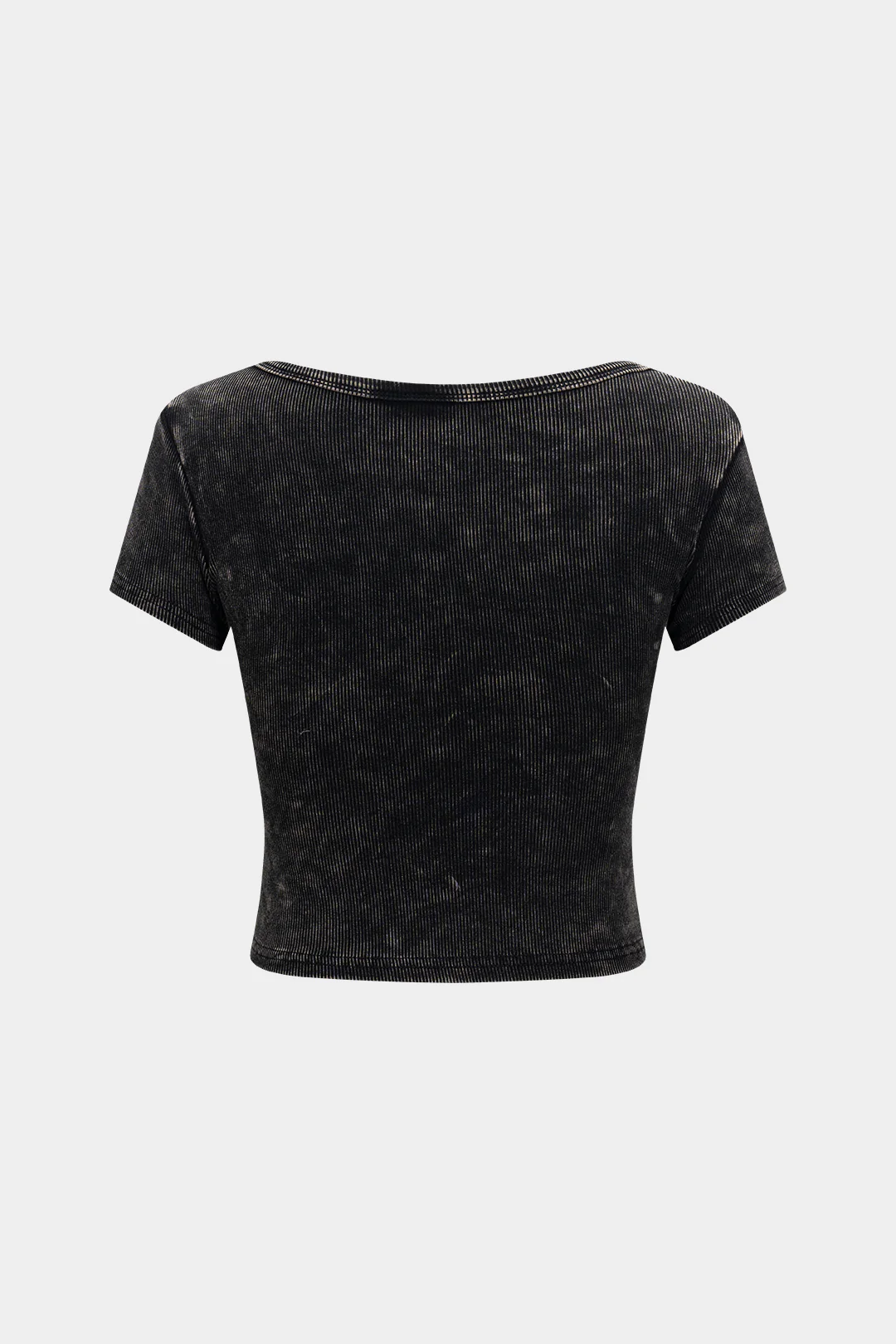 Round Neck Ribbed Short Sleeve T-Shirt - Weenar