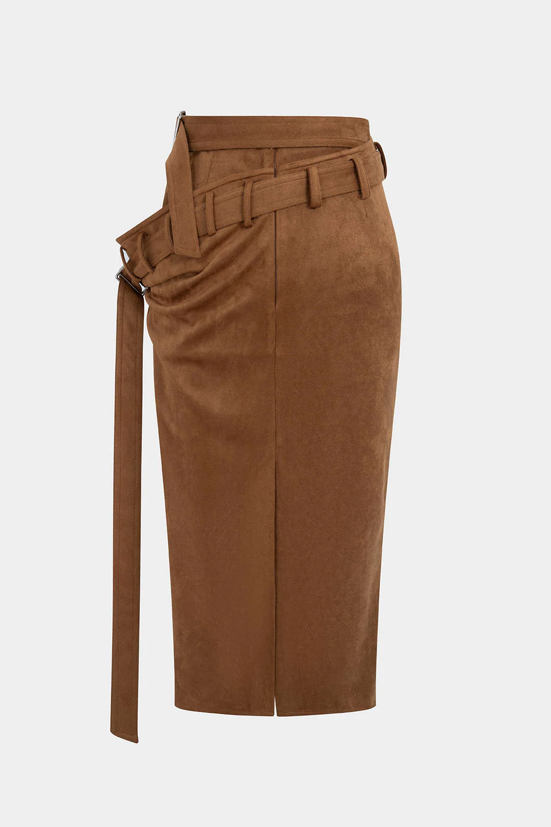 Suede Asymmetrical Strappy Belted Skirt - Weenar