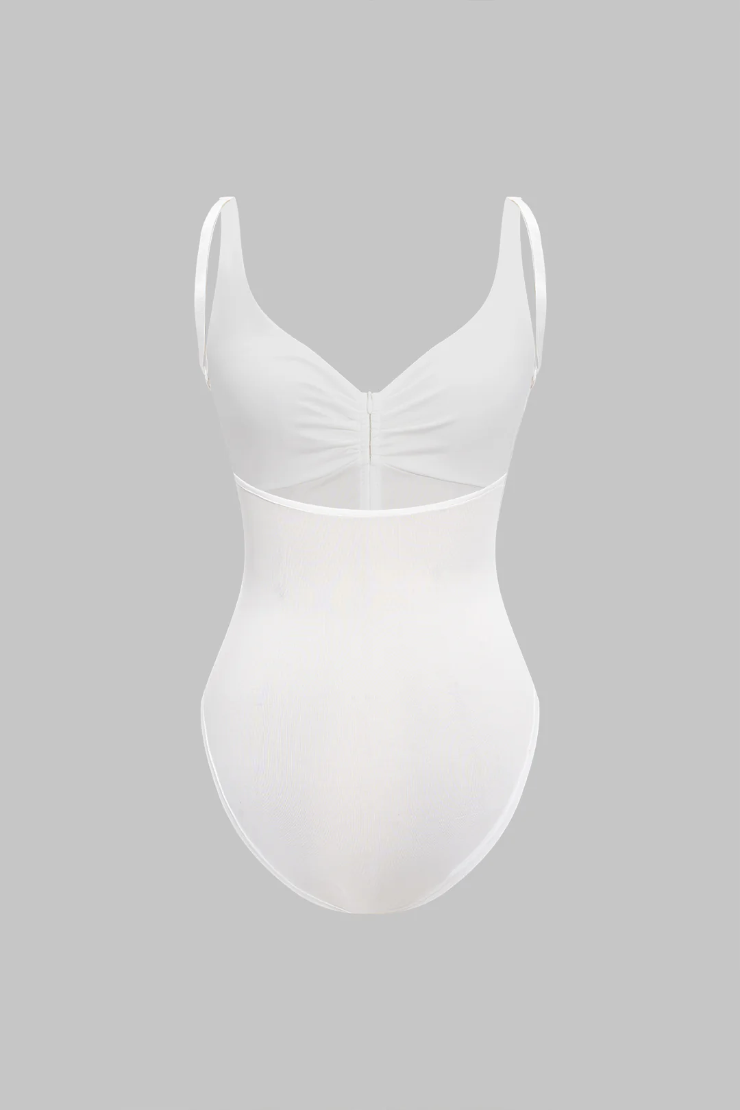 Low V-Neck Ruched Zipper Backless Sleeveless Bodysuit - Weenar