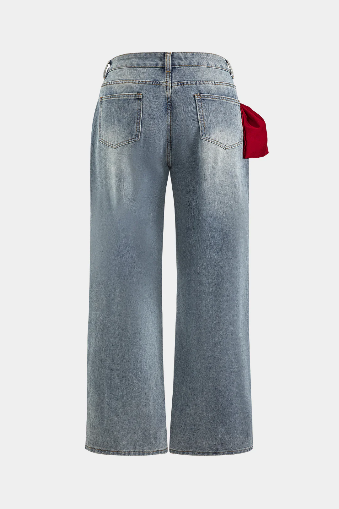 Plus Size Denim Patchwork Zipper Jeans - Weenar